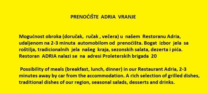 Aparthotel Prenociste ADRIA Vranje Exterior foto